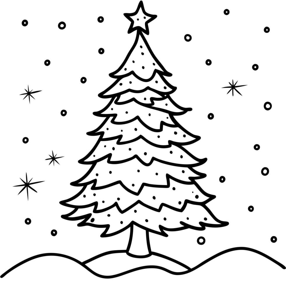 Christmas tree coloring pages vector