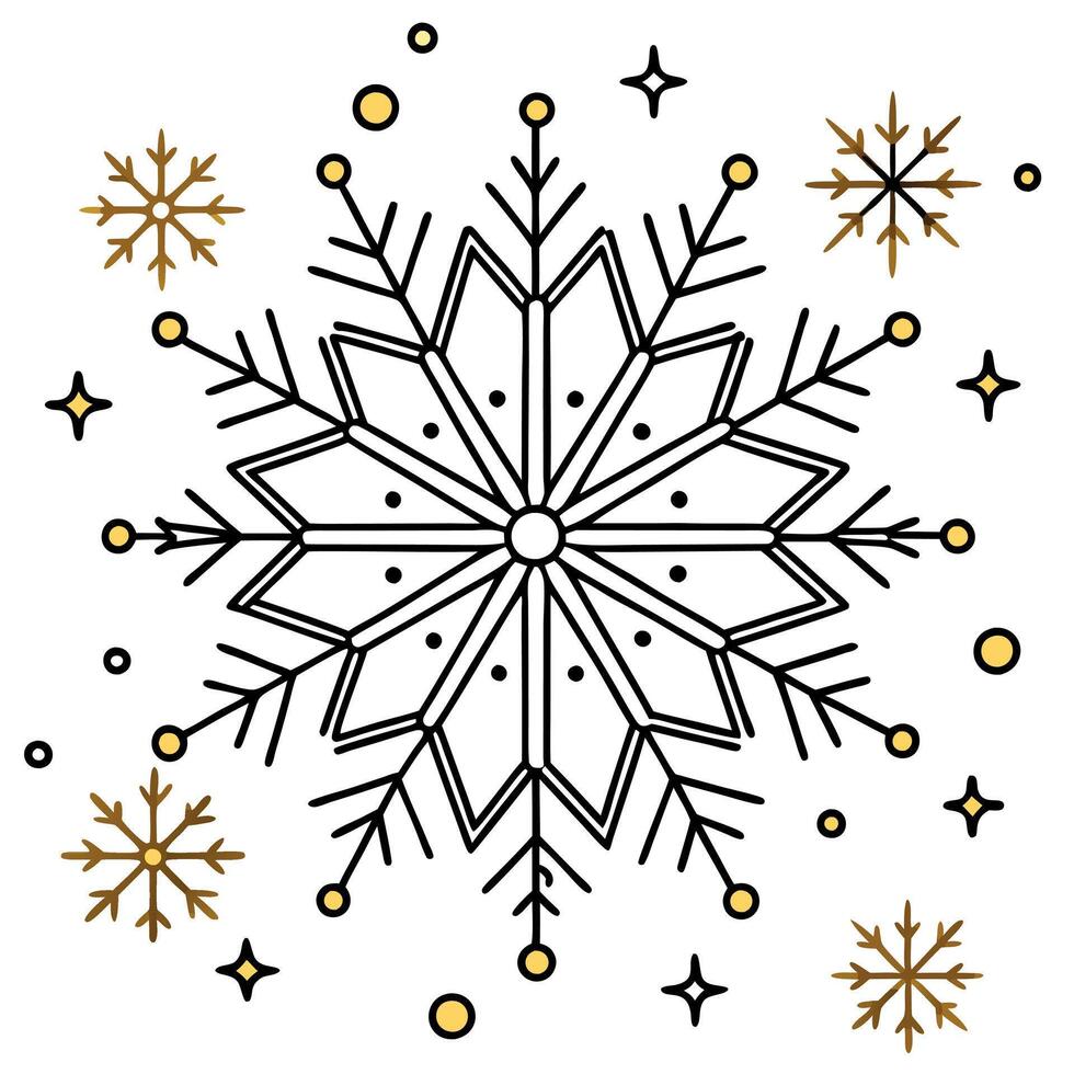 Golden christmas snowflakes background with bokeh light created with vector