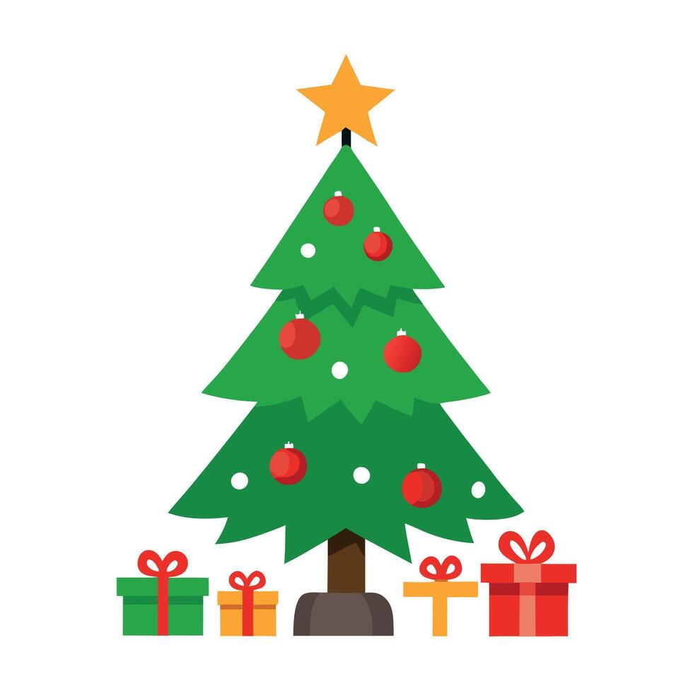 Christmas tree with presents vector