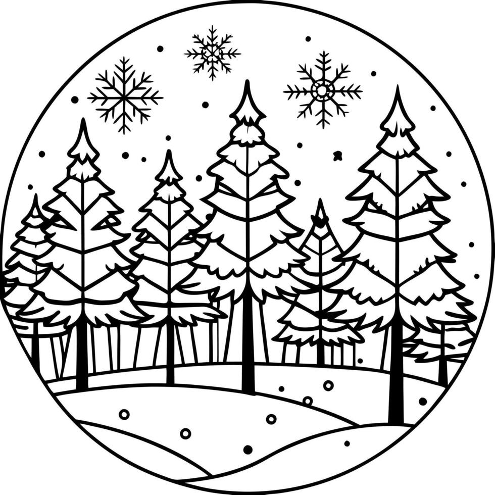 Enchanting Winter Forest Scene with Beautiful Snow Covered Trees. Midwinter Wallpaper. vector
