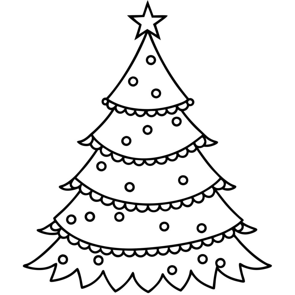Christmas tree with blurred bokeh festive fairy lights vector