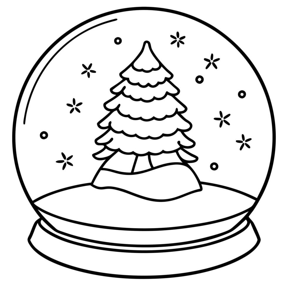 Illustration of hristmas snow globe with christmas tree and snow inside vector