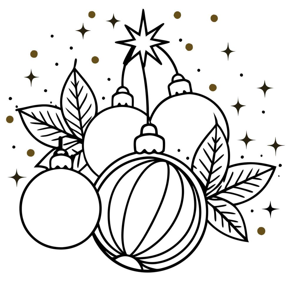 Festive christmas compositionon golden bokeh as background with some christmas balls vector