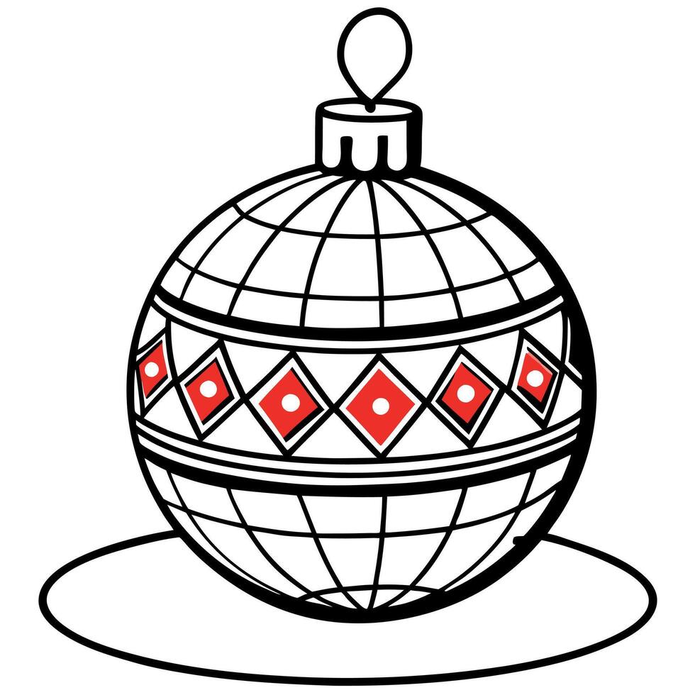 Image of red Christmas silver ball placed on table against glowing white background vector