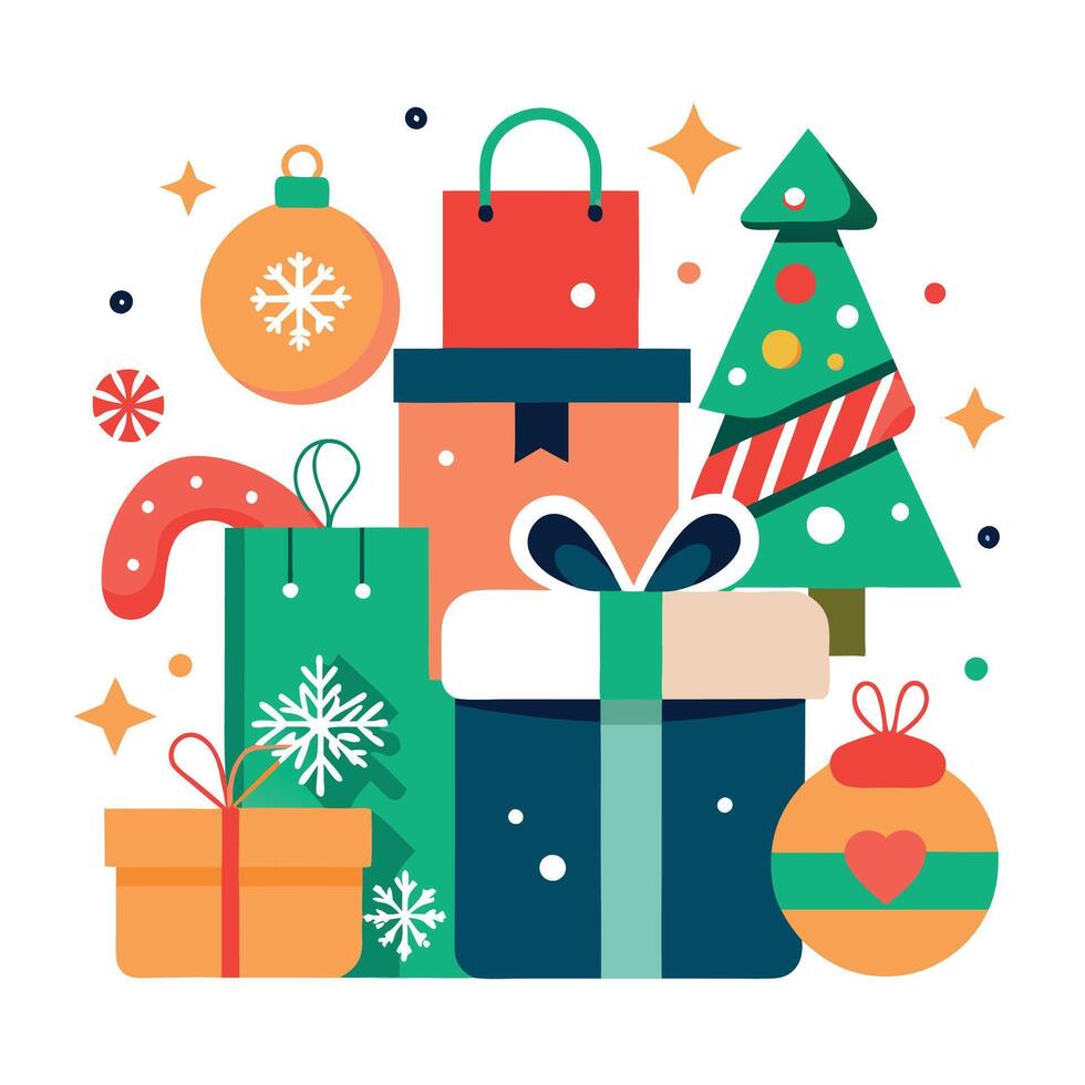 Christmas gifts and presents on a white background vector