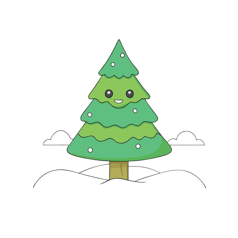 Image generated with AI. Christmas fir tree in snowy winter landscape vector