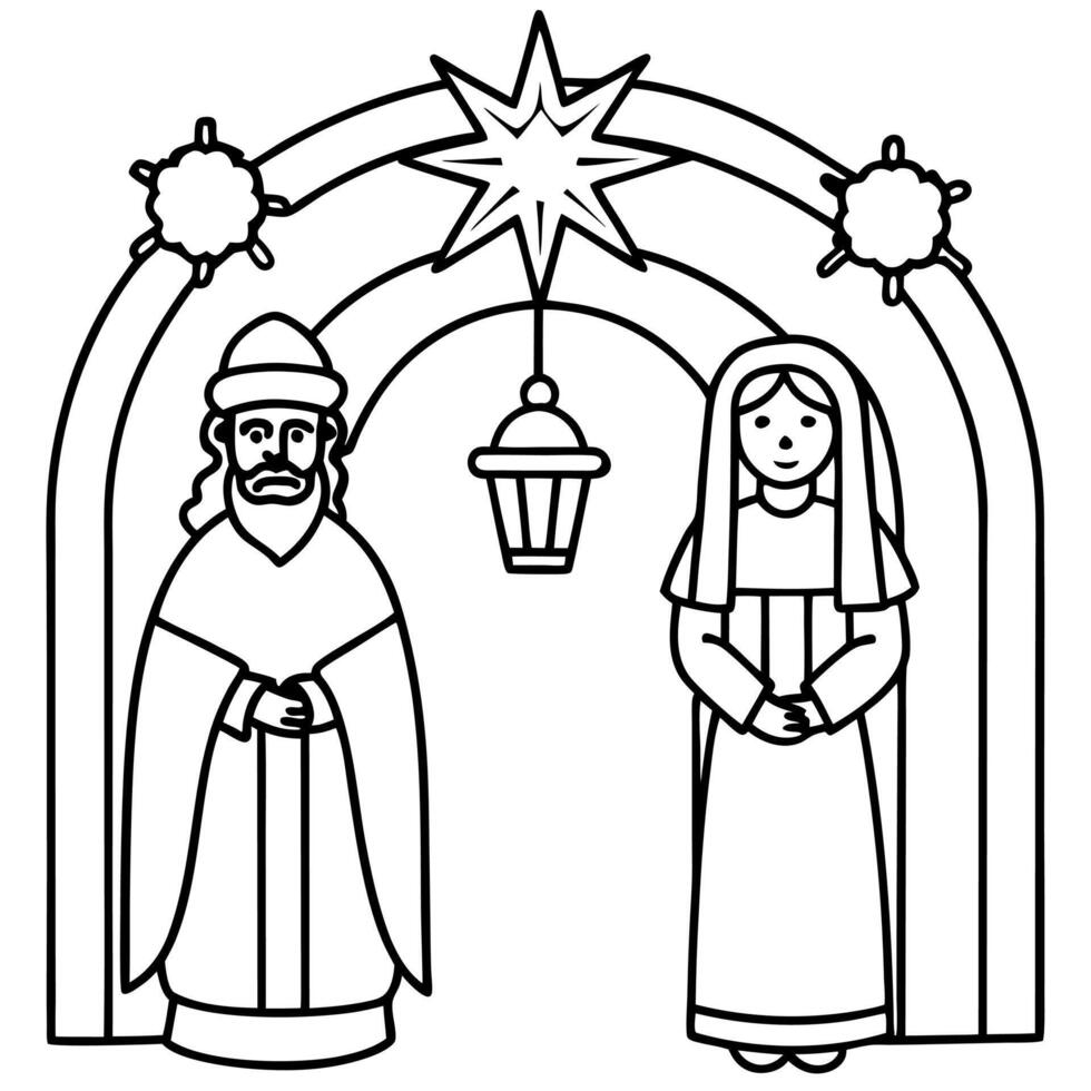 Image figures for the Christmas Nativity Portal isolated on a white background. vector