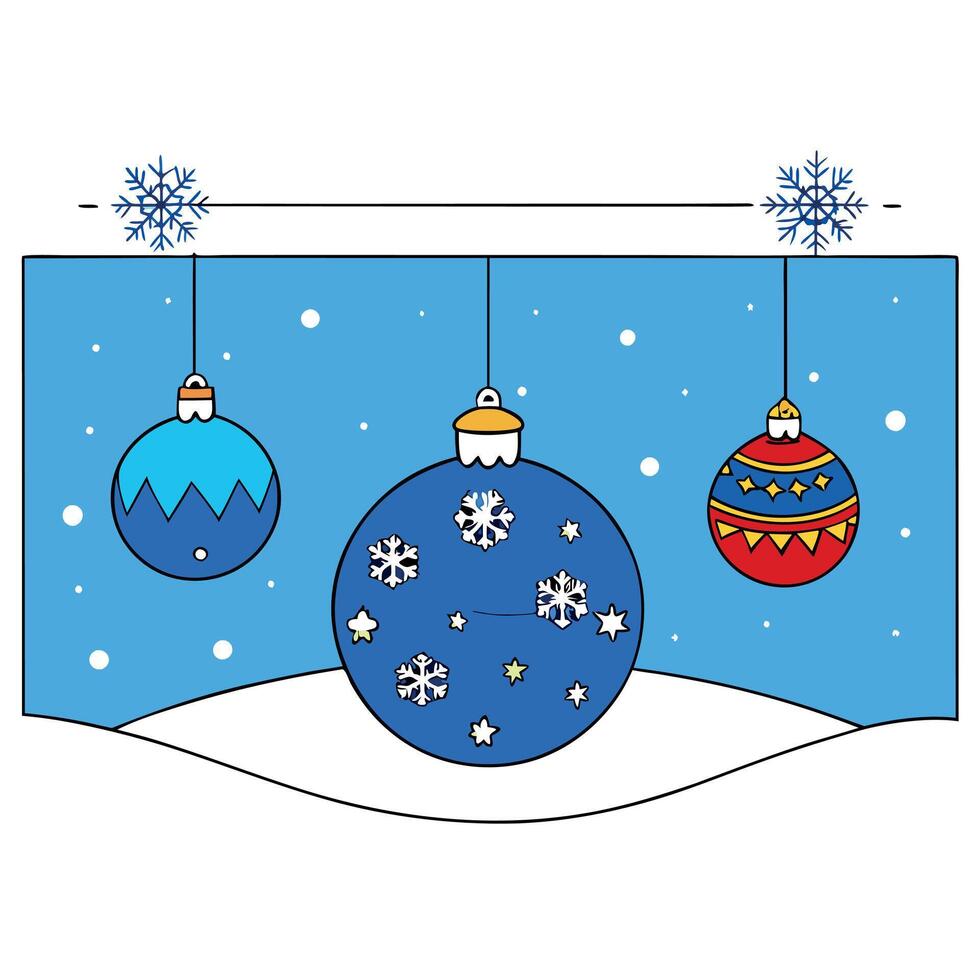 Blue christmas background with balls. with copy space. vector
