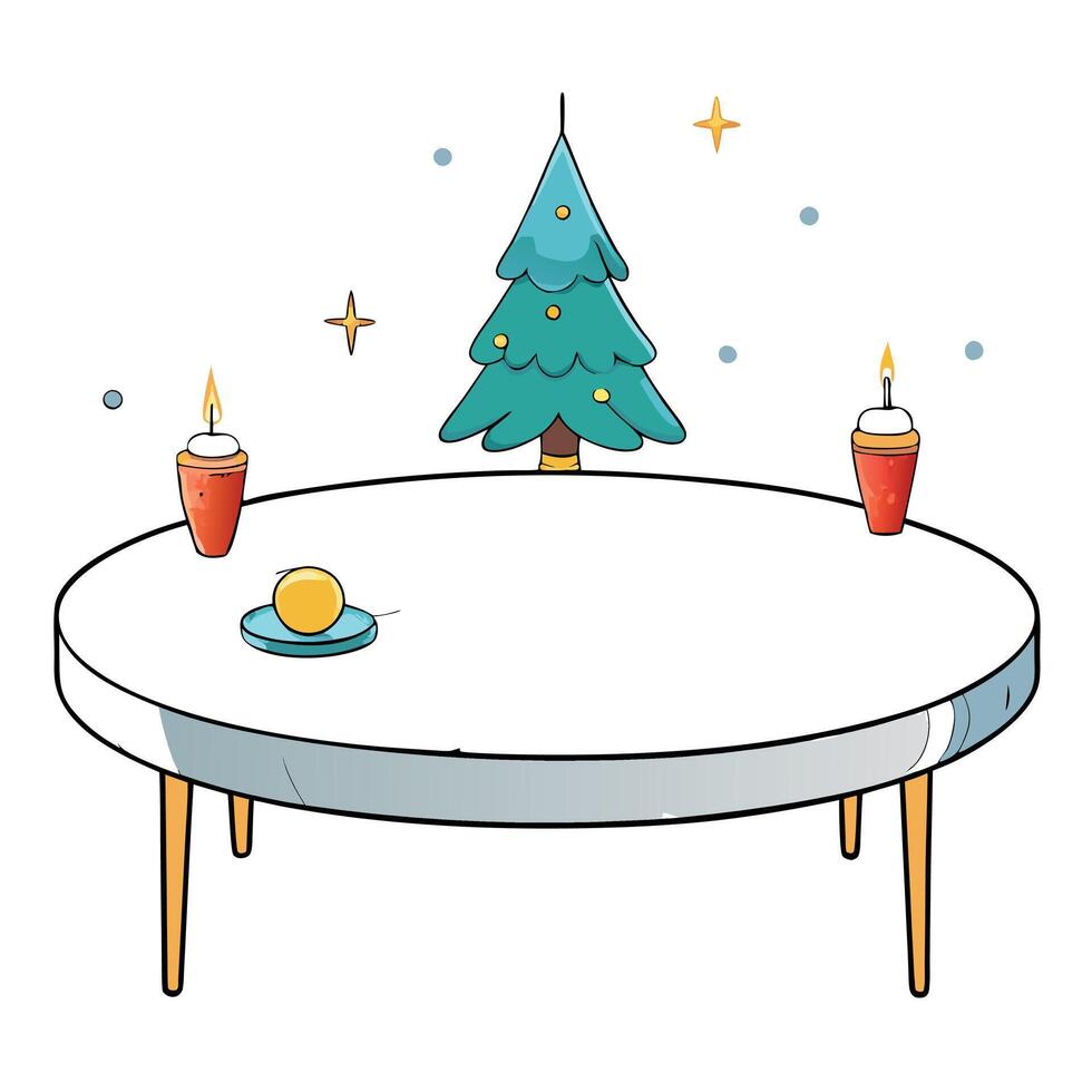 Christmas background of marble table top with abstract warm living room decor. vector