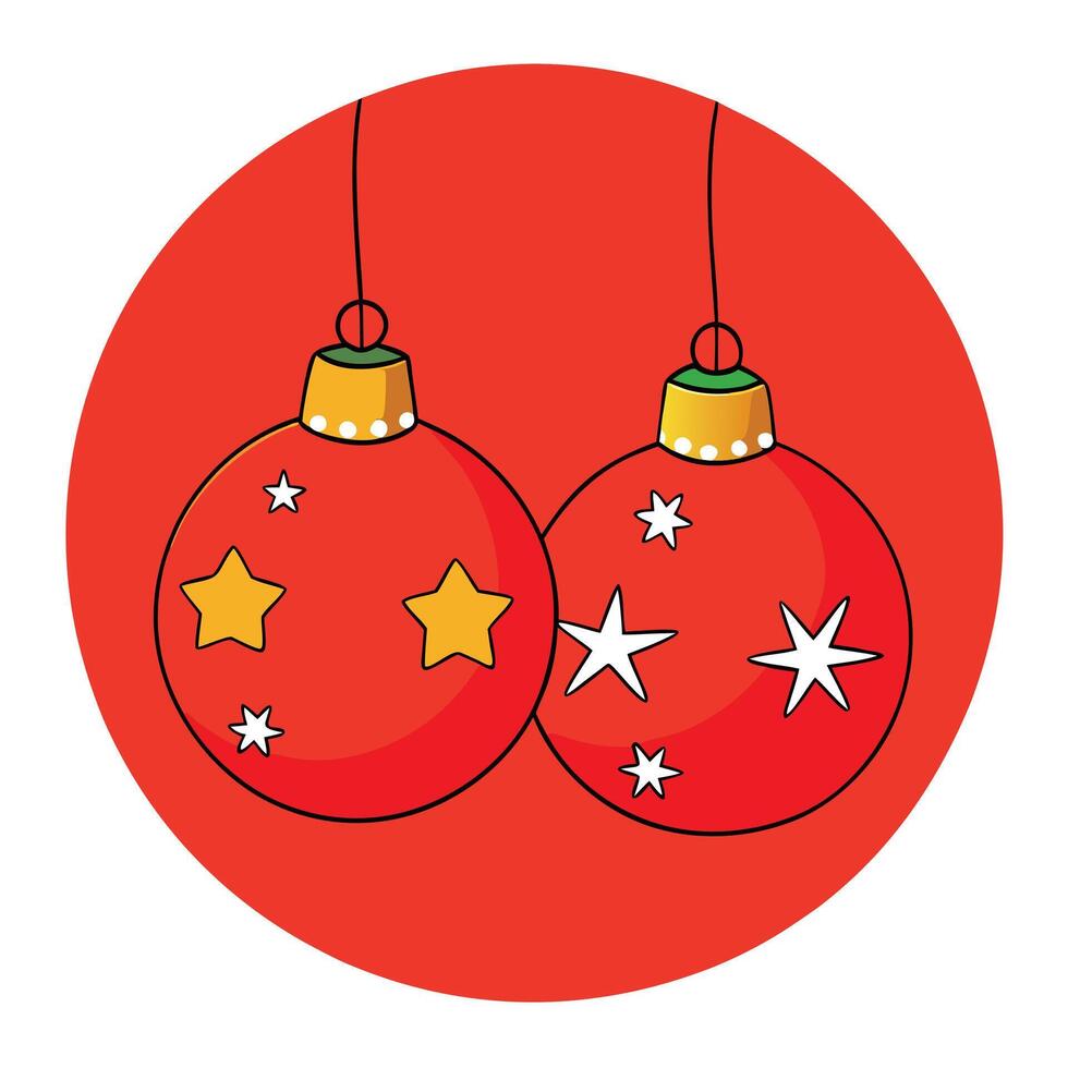 Red christmas balls decorations on red background. AI generate vector