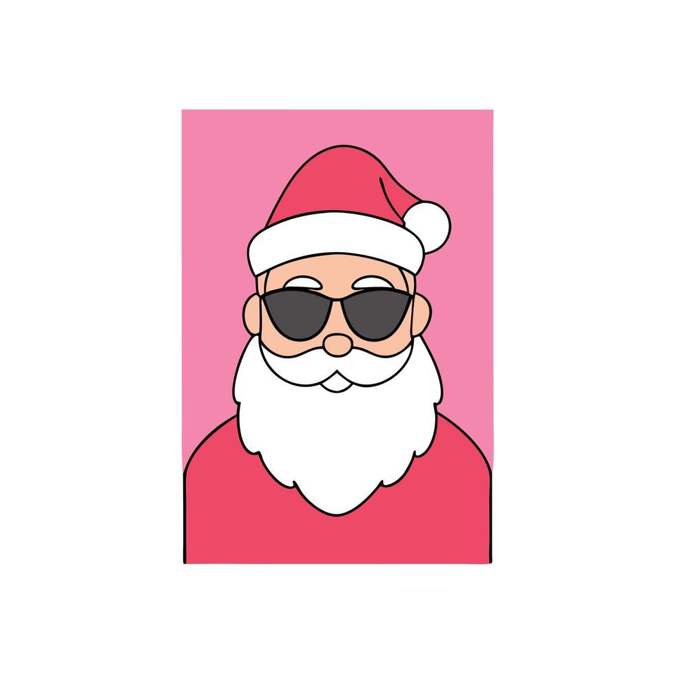 Portrait of Santa Claus in sunglasses on a pink background with copy space vector