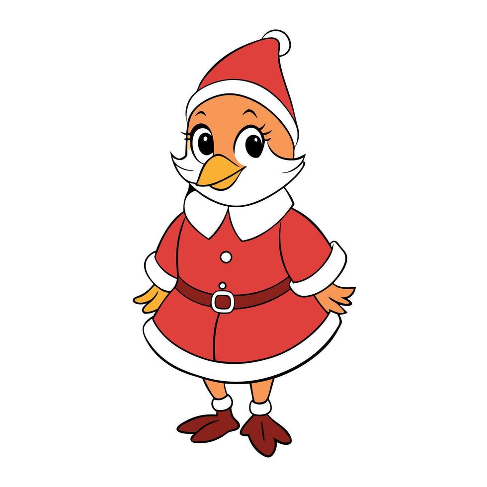 Vintage Little bird dressed up Santa Claus as Christmas festive background.illustration. vector