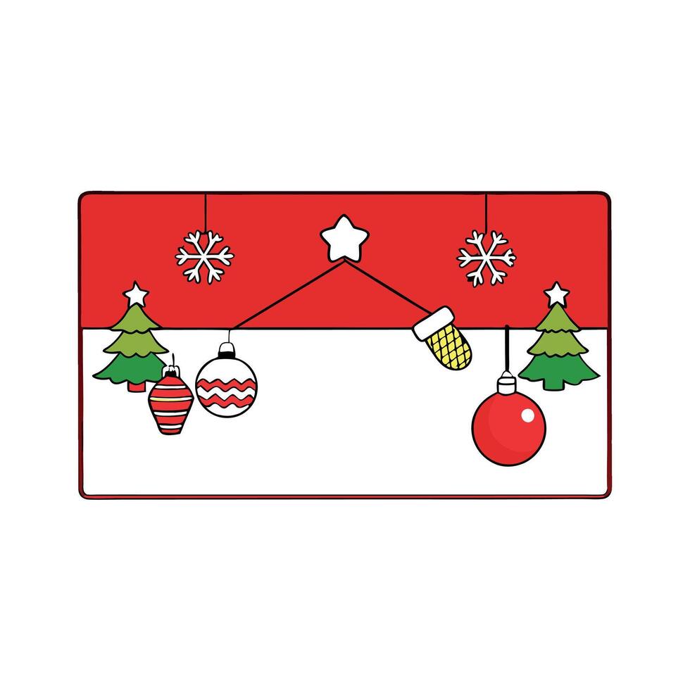 Red and whie christmas background with decoration. Greeting card mockup vector