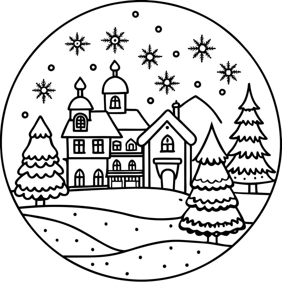 Village beautiful of christmas and winter theme decor christmas tree and snow vector