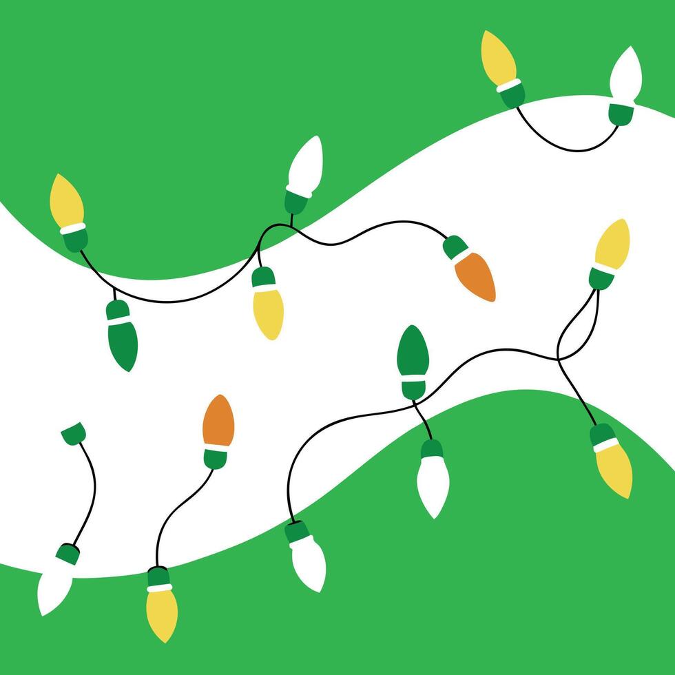 Green and white christmas lights background wallpapers vector