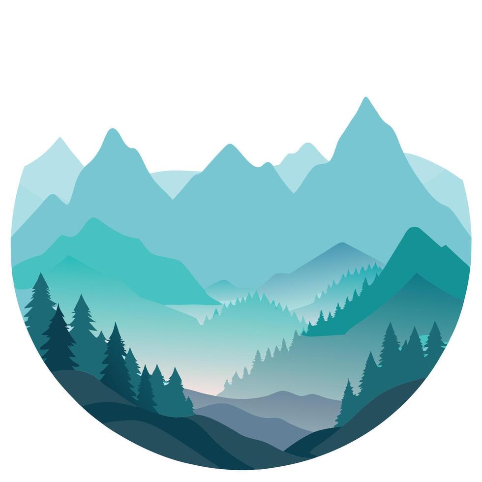 A mountain landscape with trees and mountains vector