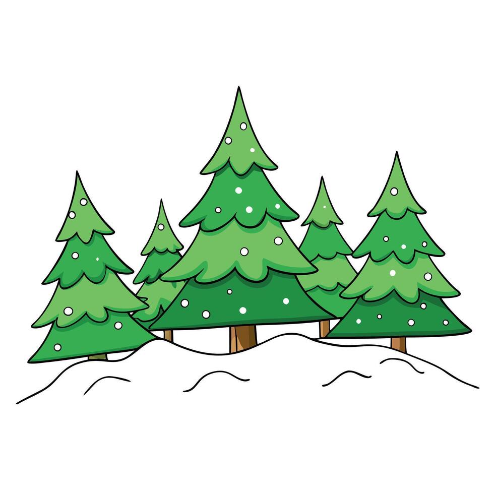 Illustration of fir trees in the snow as a Christmas background vector