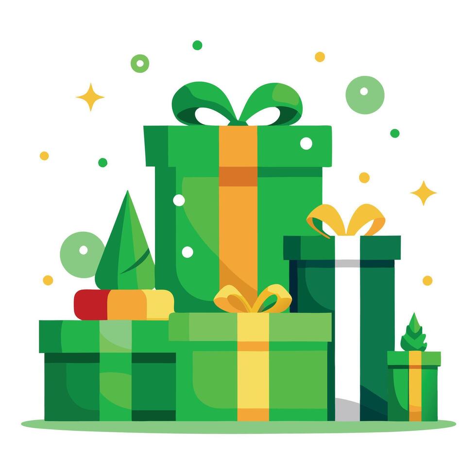 Green Gift boxes and decoration with copy space 3d background rendering vector