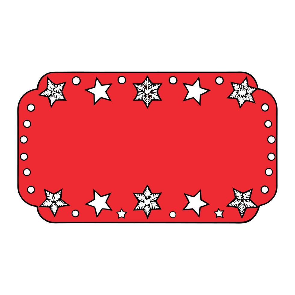 Red christmas background with border made of cut paper star. vector