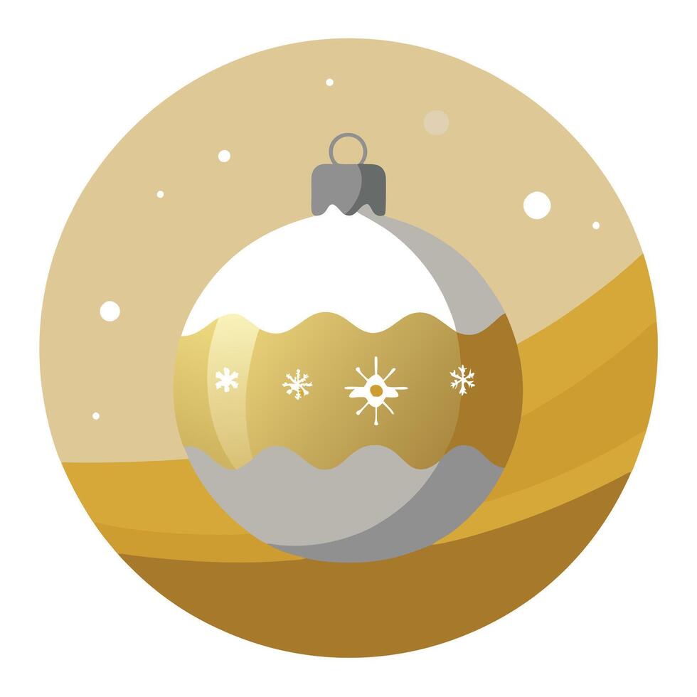 Christmas ball with snowflakes on a yellow background vector