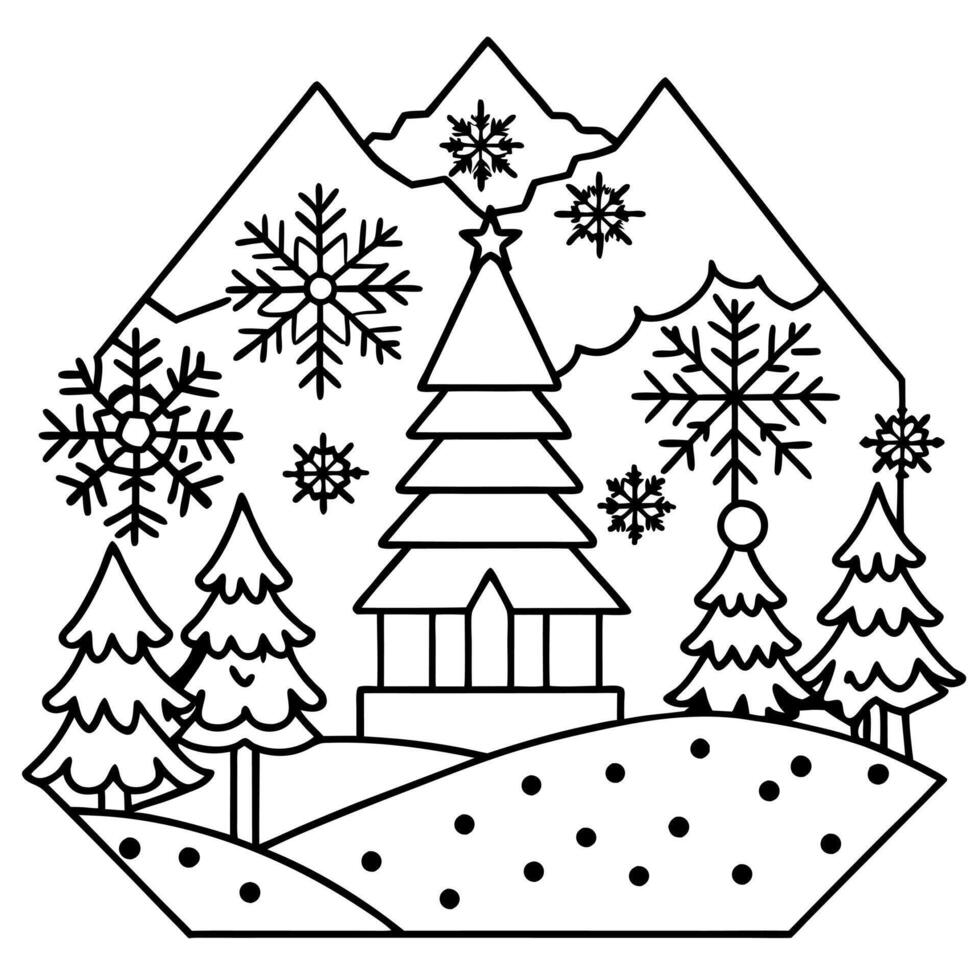 Intricate layered paper art of a christmas winter scene vector