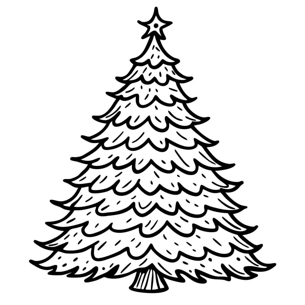 Christmas tree coloring pages vector