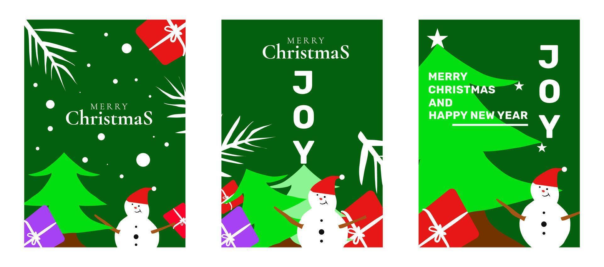 Flat style Merry Christmas poster. Minimalist Christmas greeting card design, simple Christmas poster design. vector