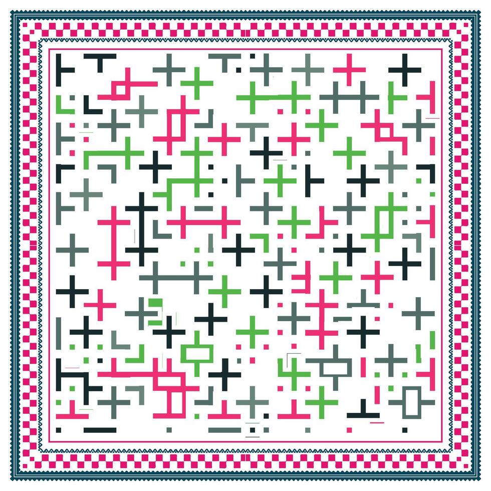 Square Scarf With Line Art Shape Geometric print Placement vector