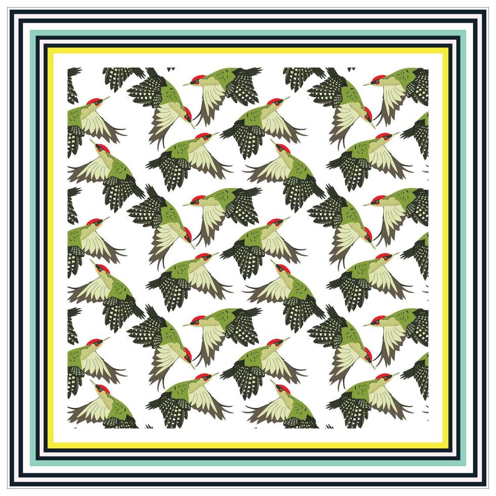 Birds Print in Square Shape Scarf Pattern vector