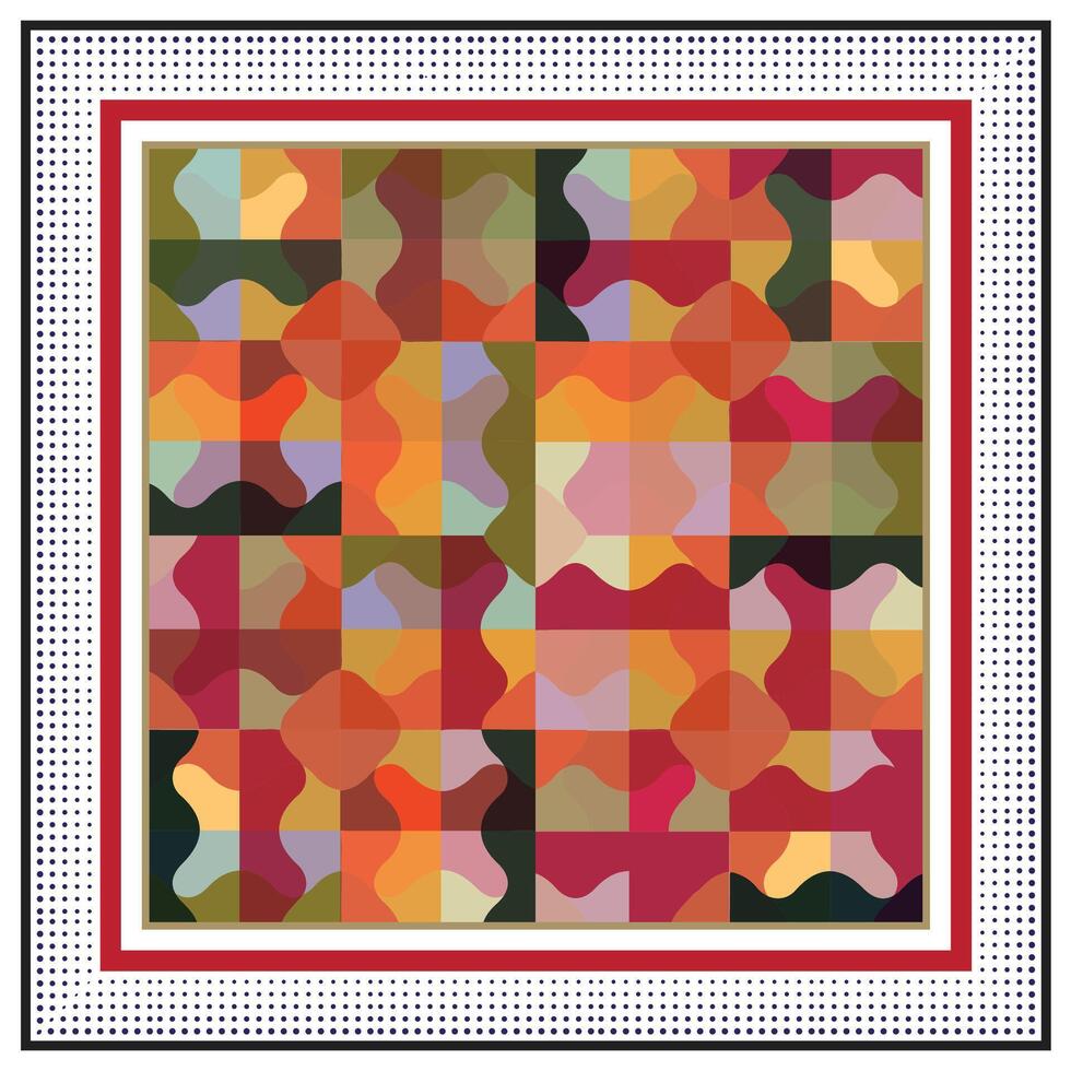 Geometric Shapes with Colorful Motif with Doted Border Textured Background with Doted Border Placement vector