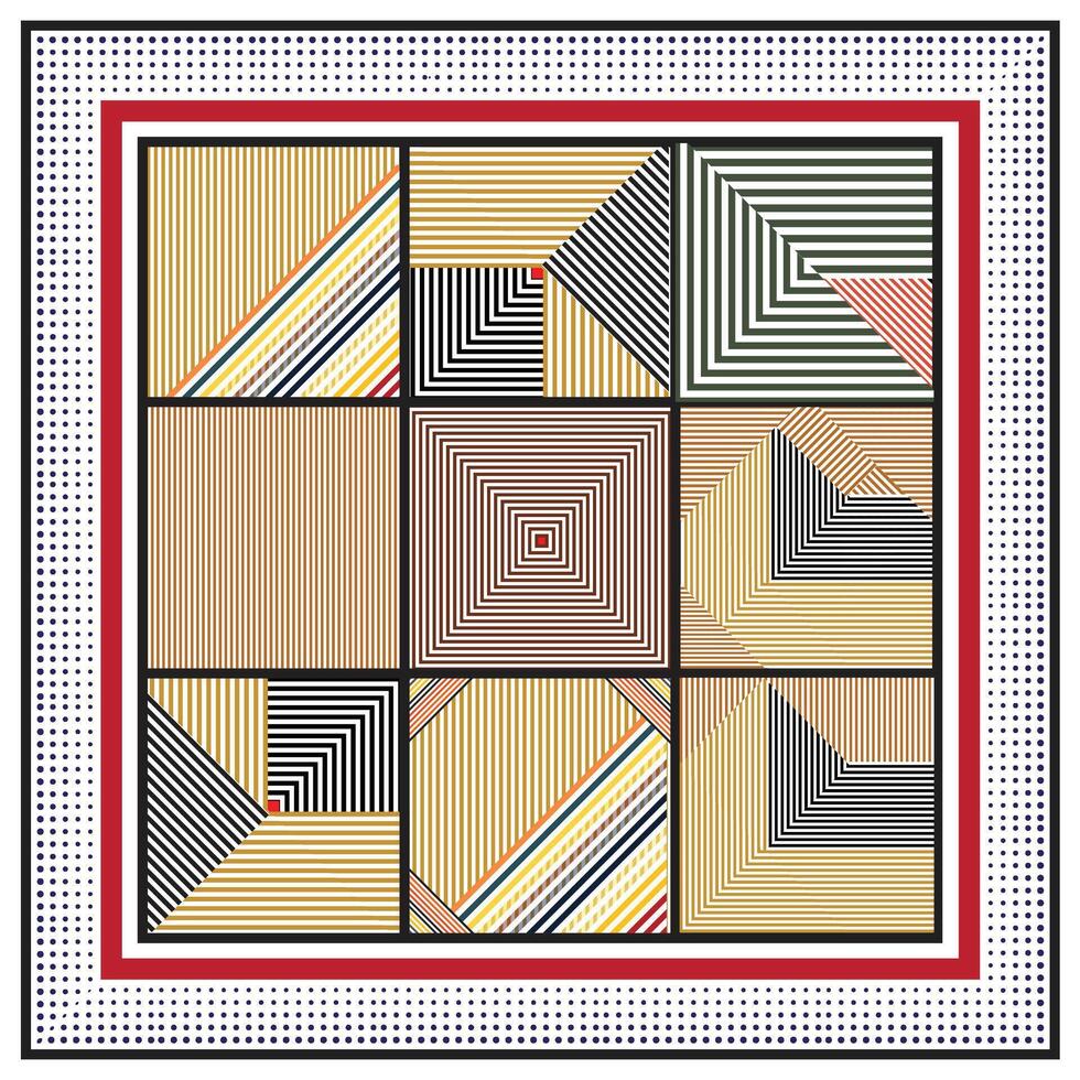Abstract Line Geometric print Pattern with Square border placement. vector