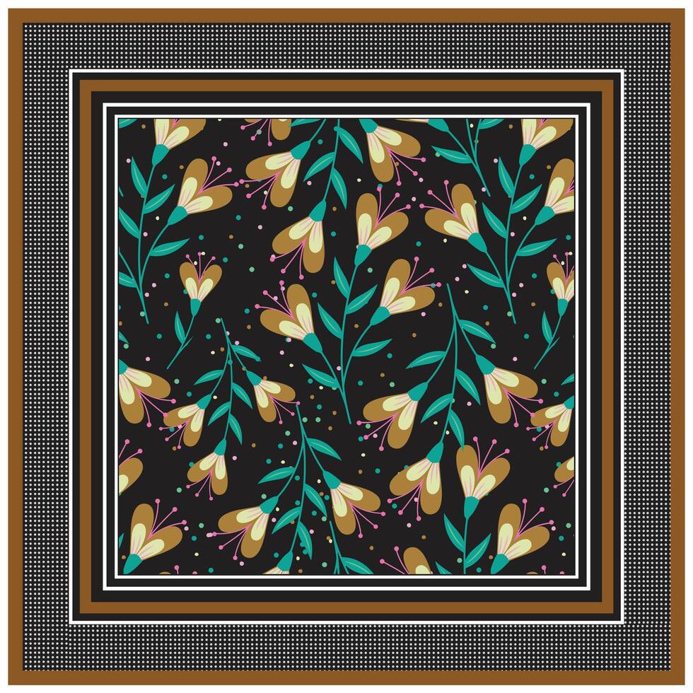 Hand Drawn Flower with Leaf, Dark Background Color Doted Texture vector