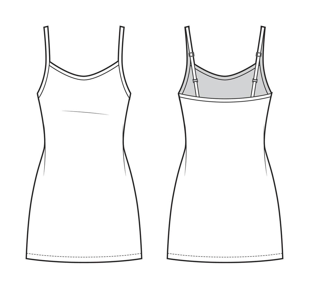 Womans silk sleeping dress, black and white sketch vector