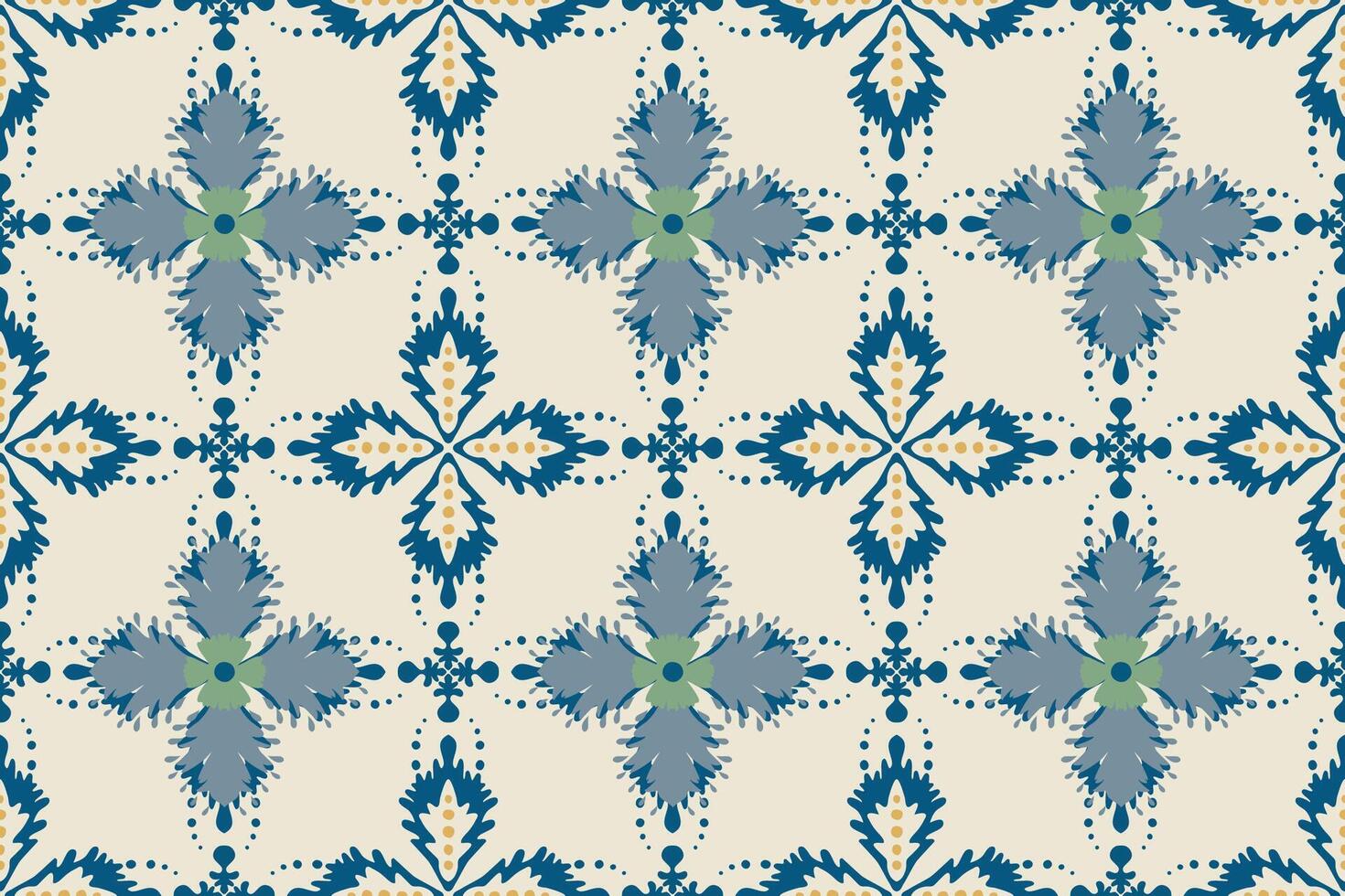Elegant Blue and Cream Damask Seamless Pattern Design vector
