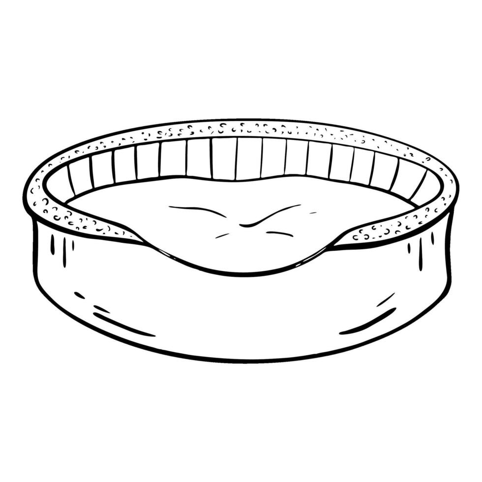 An Empty Round Pet Bed Designed for Ultimate Comfort and Relaxation for Your Pets. sketch illustration. Pet shop vector