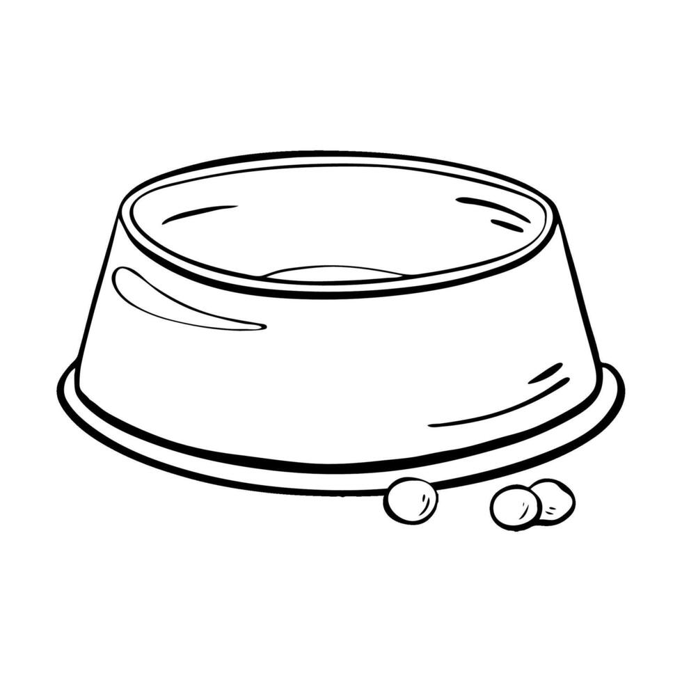 Pet Food Bowl Filled with Kibbles for Cats and Dogs, Perfect for Feeding Their Meals. sketch illustration. Pet shop vector