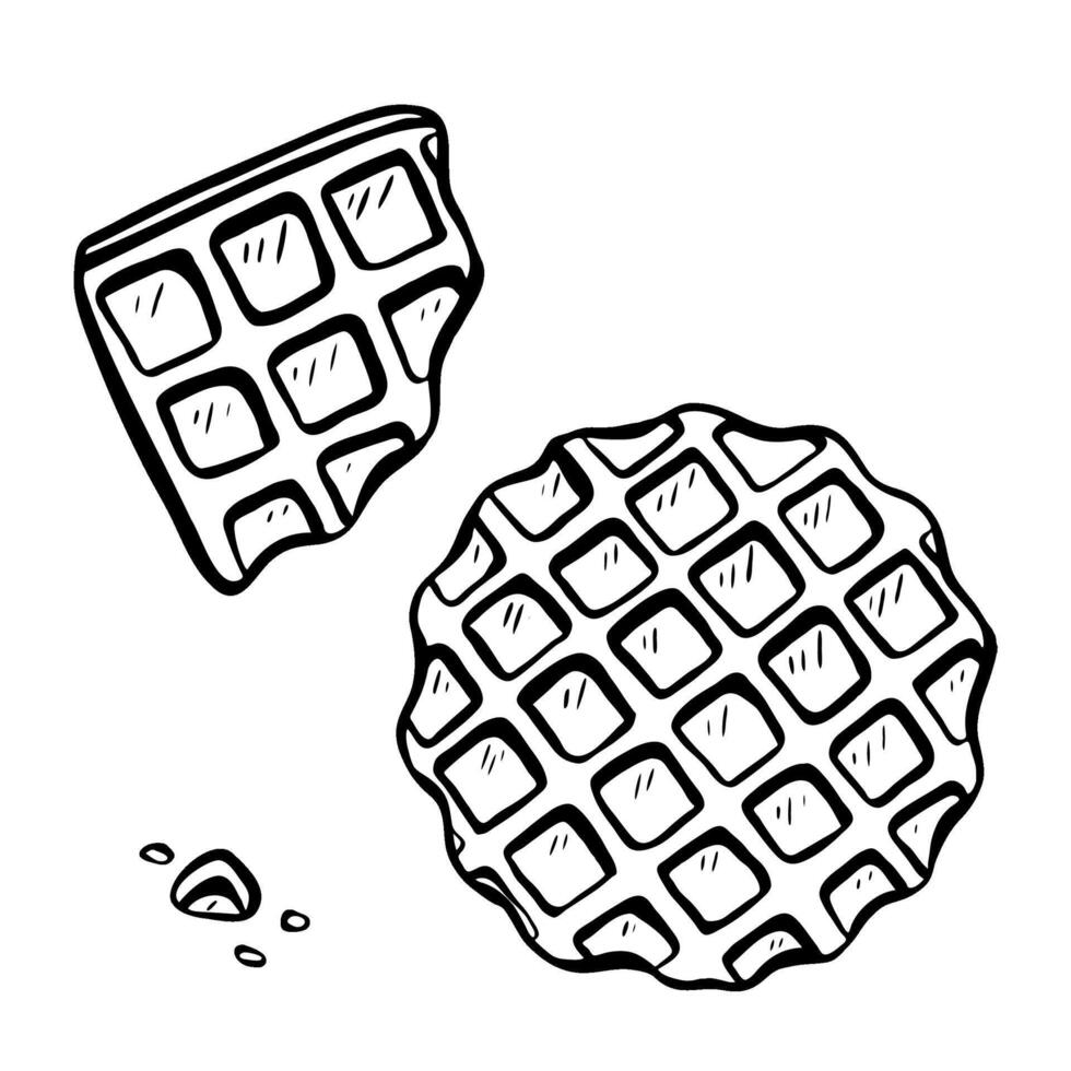 Indulge in Delicious Waffle Pieces Perfectly Crafted for Both Desserts and Snacks. sketch illustration. vector
