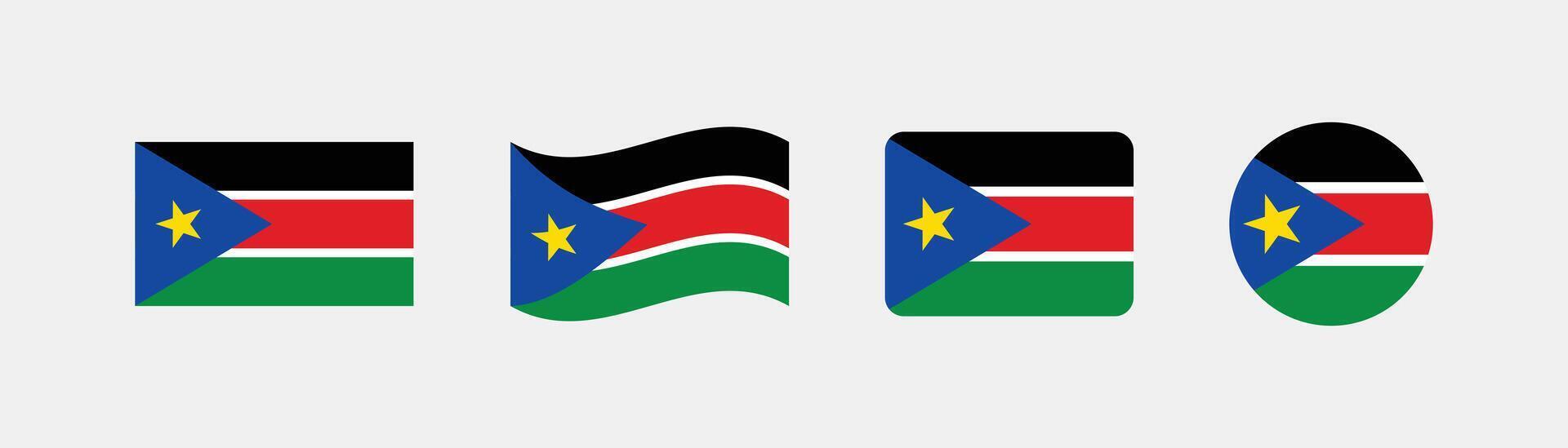 South Sudan flag. Set of South Sudan Flags Collection. vector