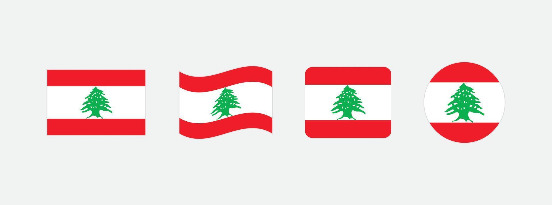 Lebanon flag. Set of Lebanon Flags Collection. vector