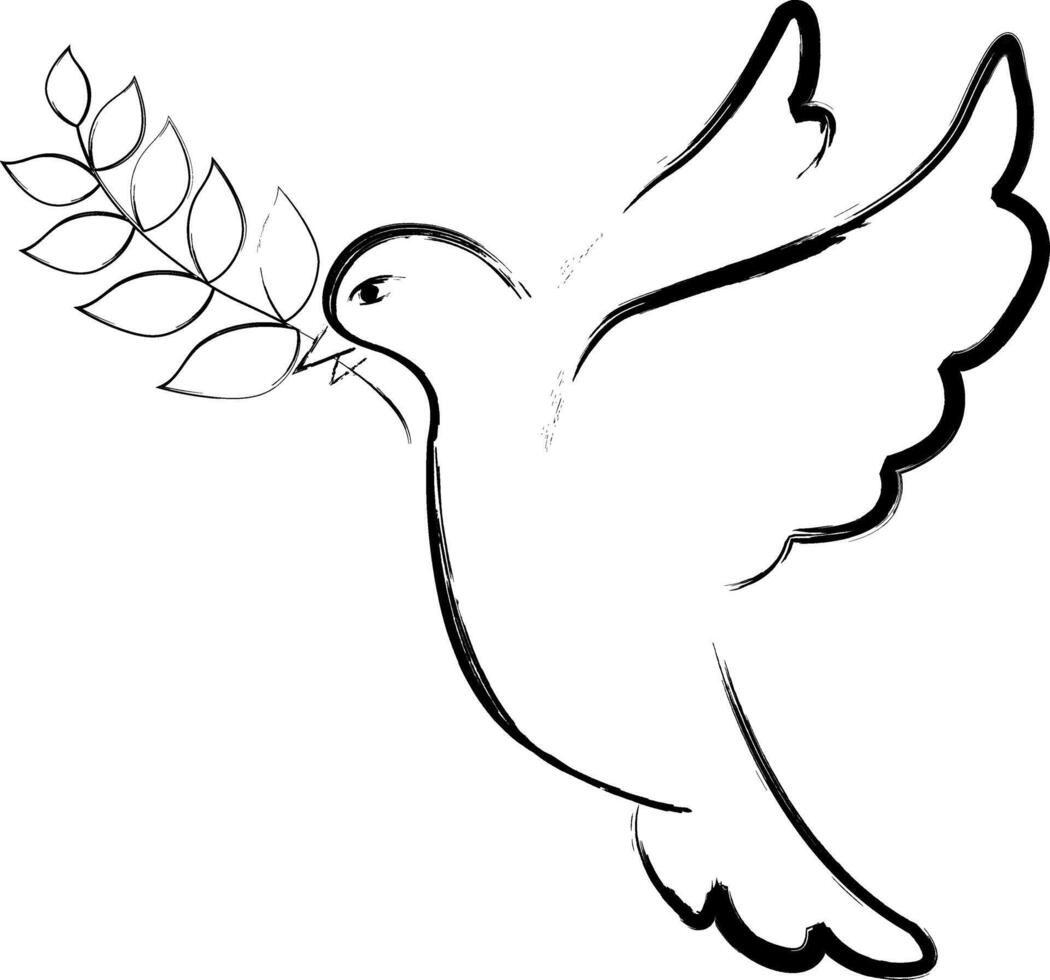 Dove of Peace with an olive branch. Bird of happiness. New beginning. vector