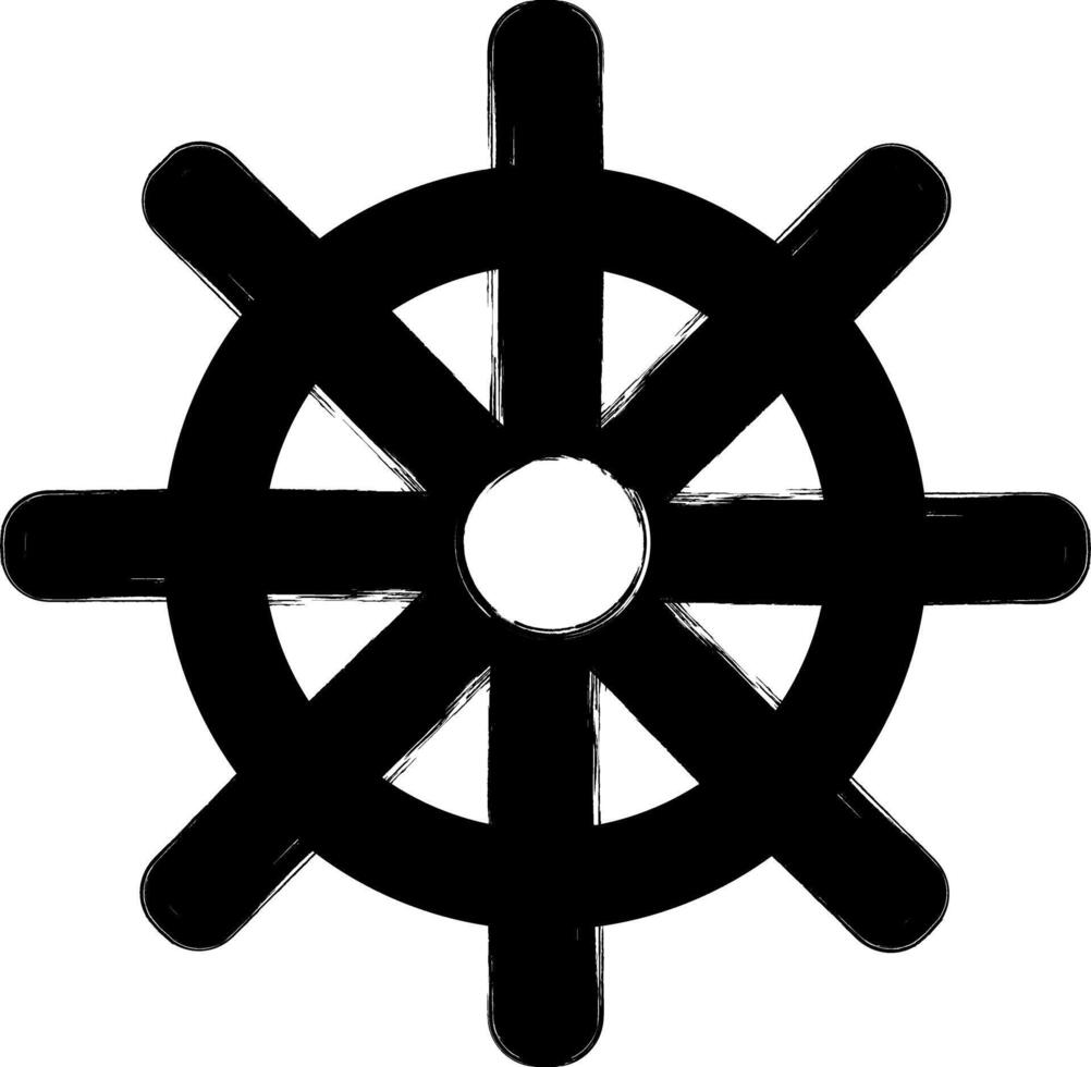 Dharmachakra. Wheel of Dharma. Eightfold path. Wheel with eight spokes. vector