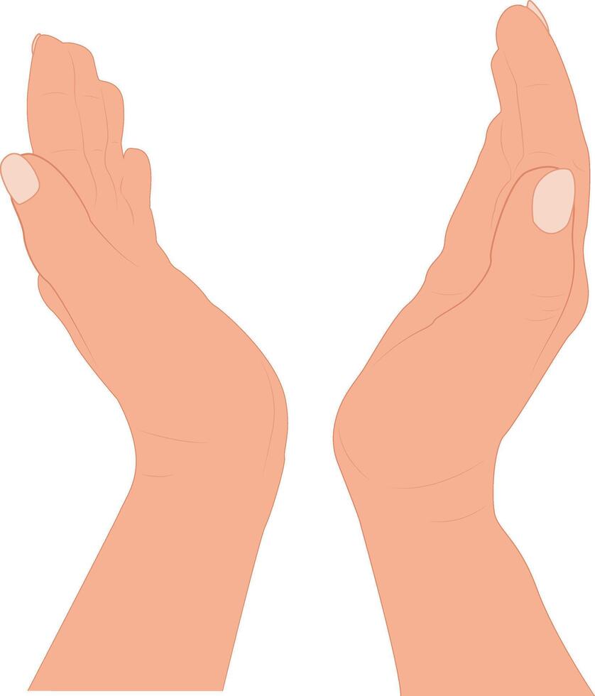 Symbol of an open heart. Hands in prayer. Expression of gratitude. vector