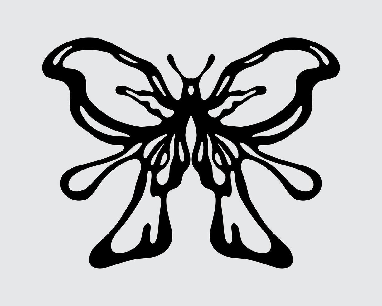 Butterfly clip art streetwear element illustration silhouette t shirt design poster paper cut out sticker print art editable vector