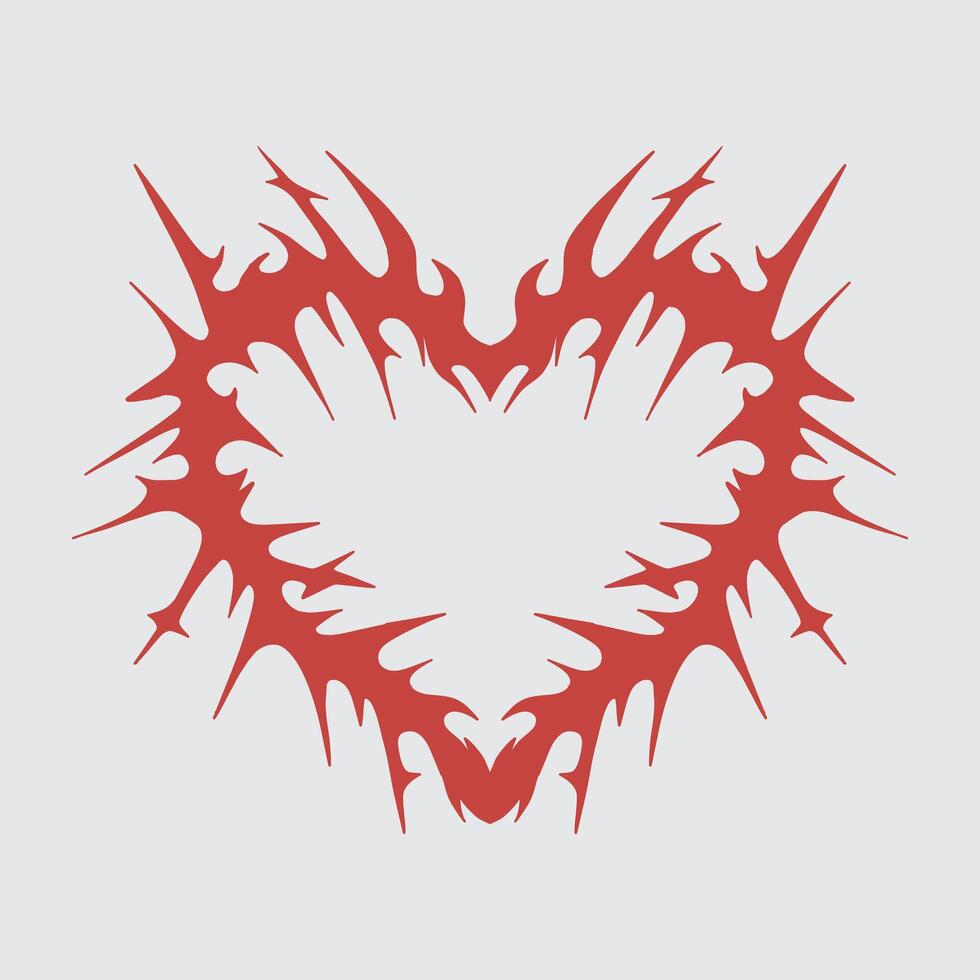 Heart shape cyber sigilsm tattoo neo tribal streetwear element illustration hard core metal t shirt design sticker editable vector