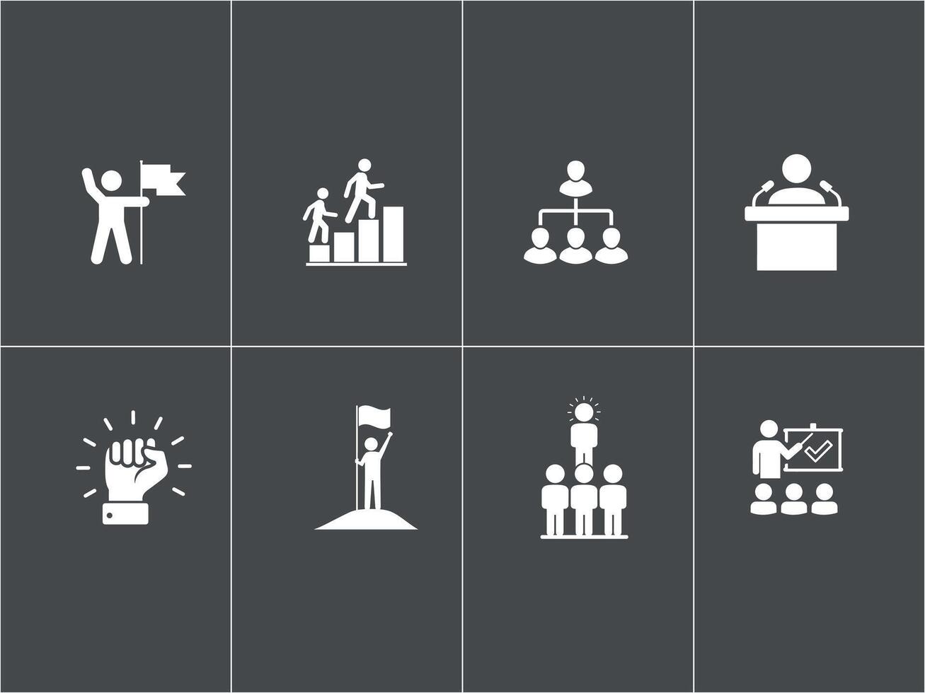 Leadership, Teamwork Icons set Success, Presentation, Power vector