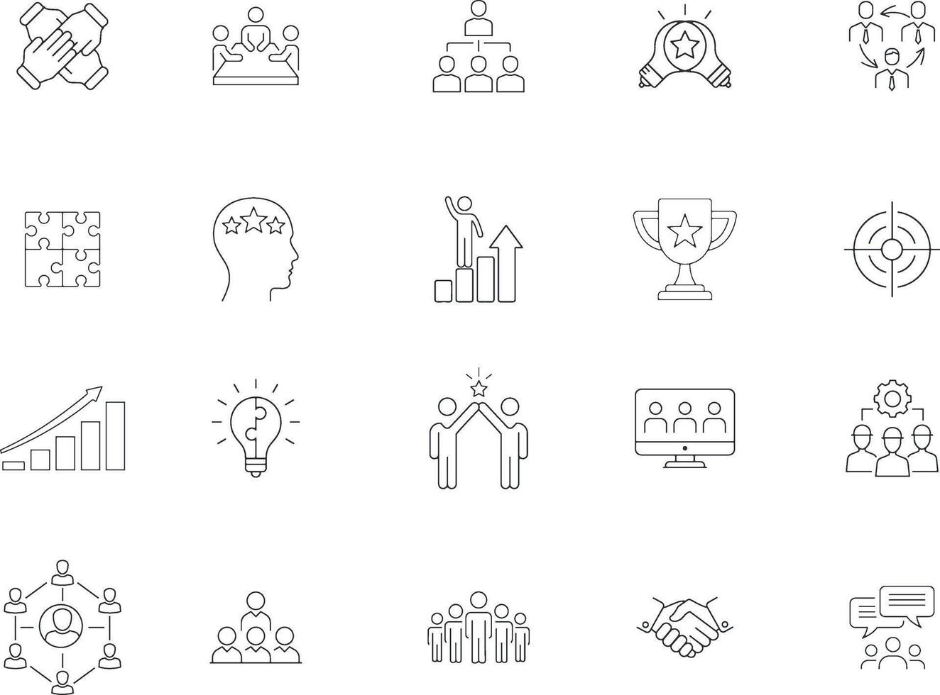 Teamwork Collaboration Business Success Strategy Icons set vector