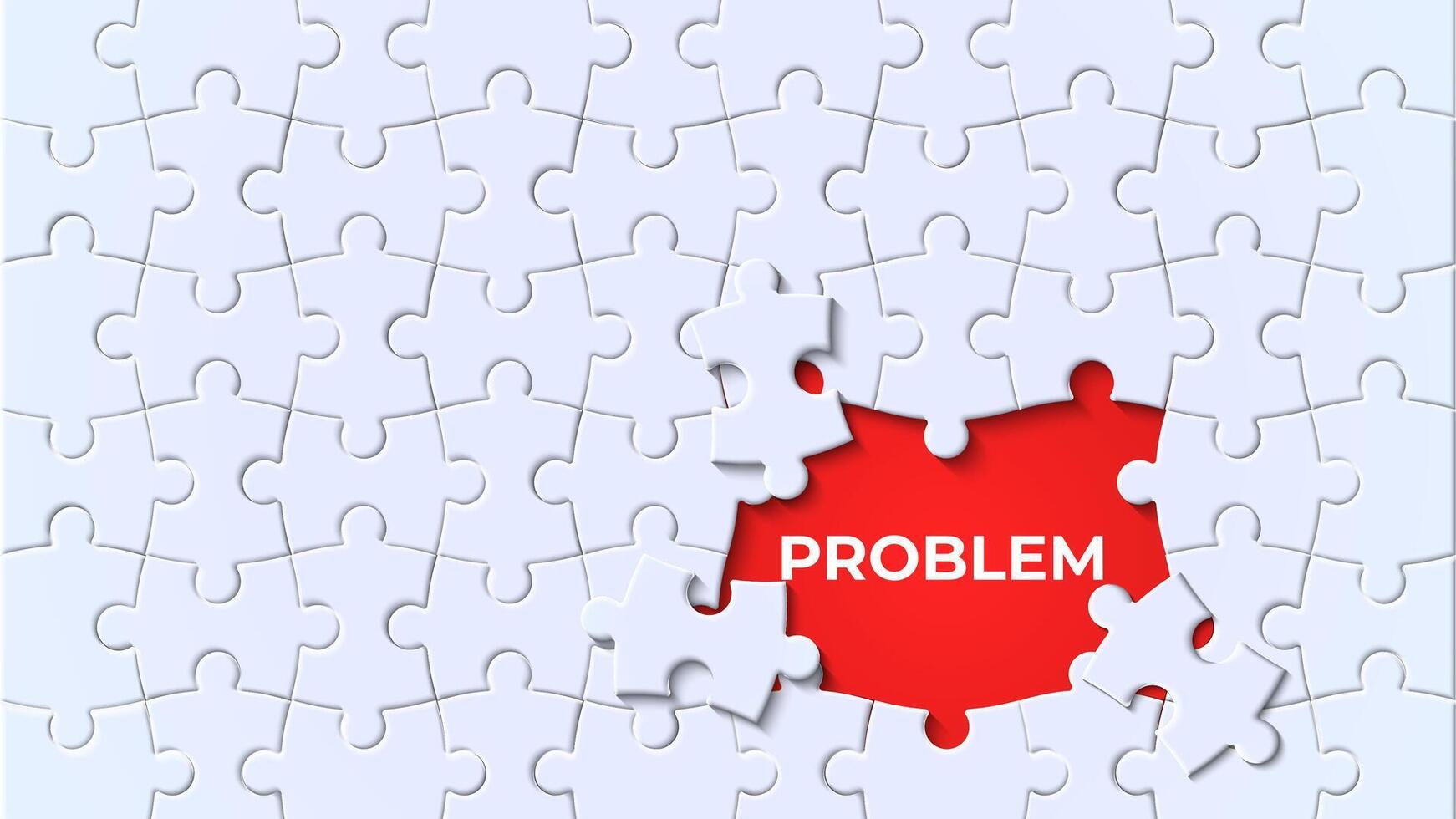 Incomplete jigsaw puzzle piece with the word Problem. Concept of solutions in solving problems. Illustration of finding solutions and ideas vector