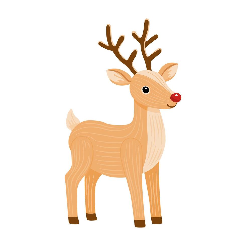 Cute reindeer made of wood isolate on white vector