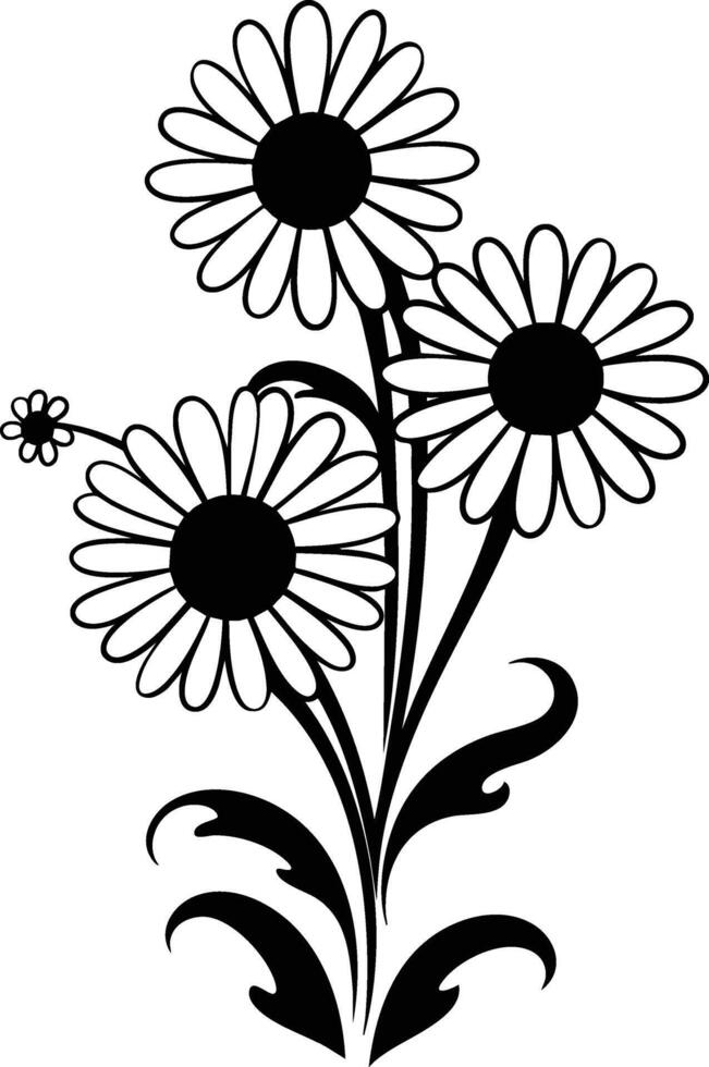 Daisies and flowers coloring pages vector