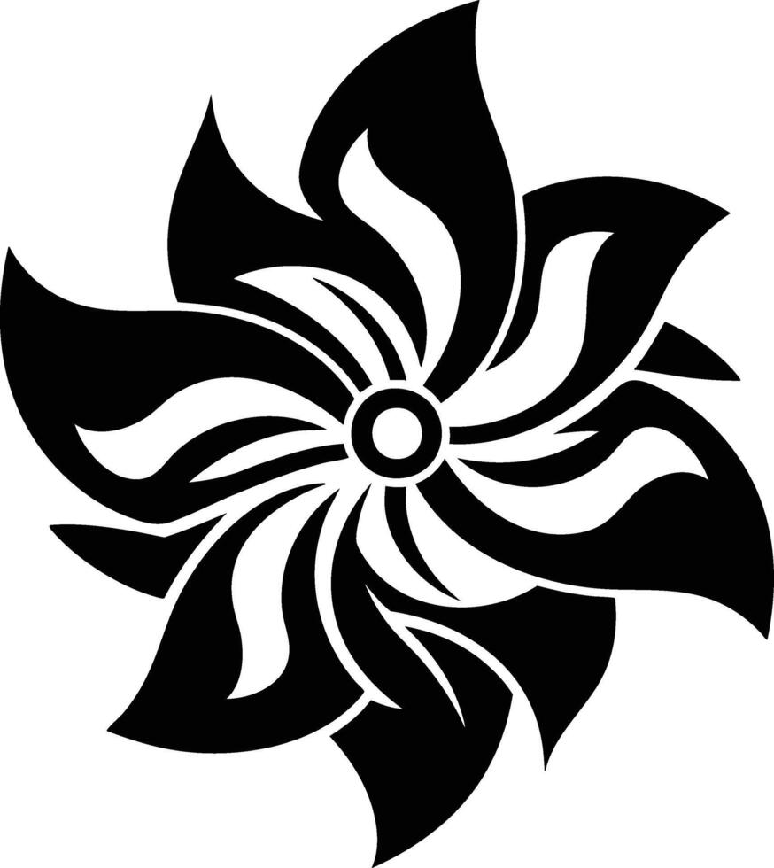 A black and white flower design on a white background vector